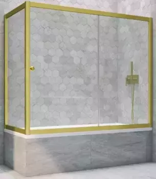 Шторка на ванну стеклянная «Vegas Glass» ZV+ZVF Novo 180/80 прозрачная/золото матовое универсальная