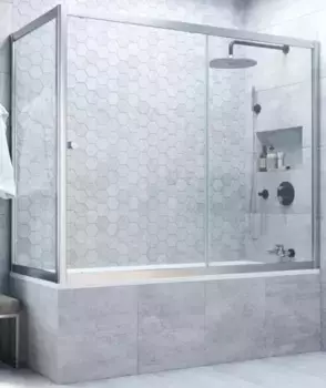 Шторка на ванну стеклянная «Vegas Glass» ZV+ZVF Novo 180/85 Crystal vision/хром матовый универсальная
