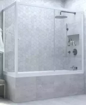 Шторка на ванну стеклянная «Vegas Glass» ZV+ZVF Novo 180/90 Crystal vision/белая универсальная