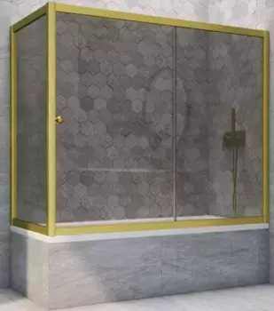 Шторка на ванну стеклянная «Vegas Glass» ZV+ZVF Novo 180/85 графит/золото матовое универсальная