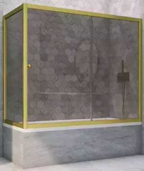Шторка на ванну стеклянная «Vegas Glass» ZV+ZVF Novo 180/90 графит/золото матовое универсальная