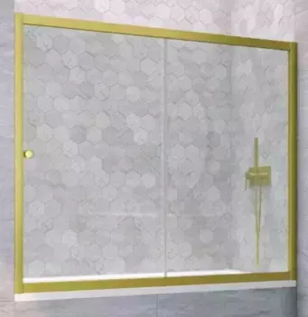 Шторка на ванну стеклянная «Vegas Glass» ZV Novo 150/140 прозрачная/золото матовое универсальная