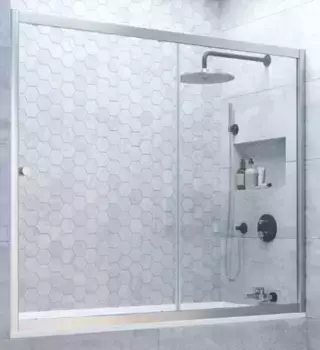 Шторка на ванну стеклянная «Vegas Glass» ZV Novo 160/140 Crystal vision/хром матовый универсальная