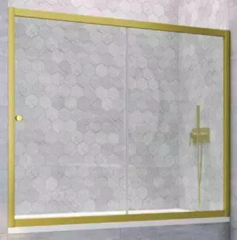 Шторка на ванну стеклянная «Vegas Glass» ZV Novo 160/140 прозрачная/золото матовое универсальная