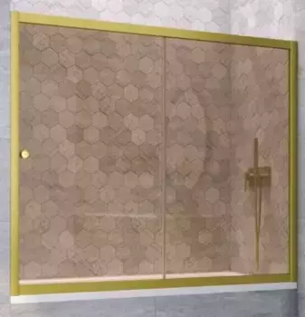 Шторка на ванну стеклянная «Vegas Glass» ZV Novo 170/140 бронза/золото матовое универсальная