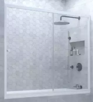 Шторка на ванну стеклянная «Vegas Glass» ZV Novo 170/140 Crystal vision/белая универсальная