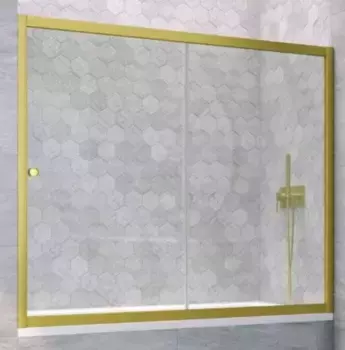 Шторка на ванну стеклянная «Vegas Glass» ZV Novo 170/140 прозрачная/золото матовое универсальная