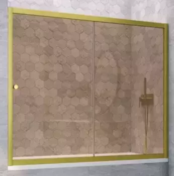 Шторка на ванну стеклянная «Vegas Glass» ZV Novo 180/140 бронза/золото матовое универсальная