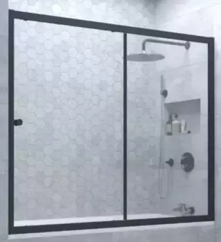 Шторка на ванну стеклянная «Vegas Glass» ZV Novo 180/140 Crystal vision/чёрная матовая универсальная