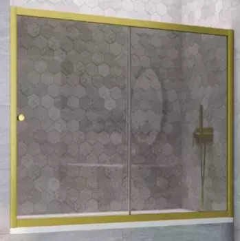 Шторка на ванну стеклянная «Vegas Glass» ZV Novo 180/140 графит/золото матовое универсальная