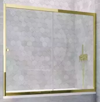 Шторка на ванну стеклянная «Vegas Glass» ZV Tur Novo 160/140 Crystal vision/золото глянцевое универсальная