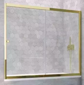 Шторка на ванну стеклянная «Vegas Glass» ZV Tur Novo 170/140 Crystal vision/золото глянцевое универсальная