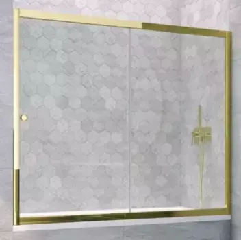 Шторка на ванну стеклянная «Vegas Glass» ZV Tur Novo 180/140 Crystal vision/золото глянцевое универсальная