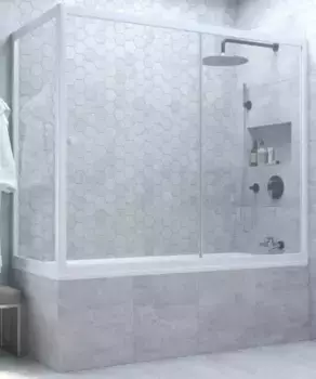 Шторка на ванну стеклянная «Vegas Glass» ZV+ZVF Novo 150/70 Crystal vision/белая универсальная