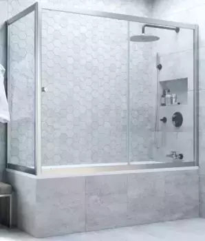 Шторка на ванну стеклянная «Vegas Glass» ZV+ZVF Novo 150/70 Crystal vision/хром матовый универсальная