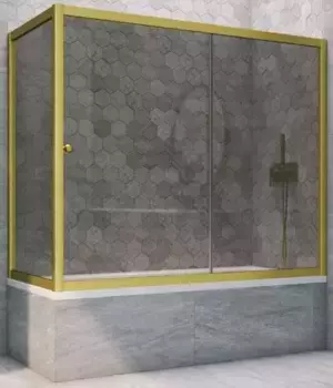 Шторка на ванну стеклянная «Vegas Glass» ZV+ZVF Novo 150/70 графит/золото матовое универсальная