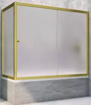 Шторка на ванну стеклянная «Vegas Glass» ZV+ZVF Novo 150/70 сатин/золото матовое универсальная