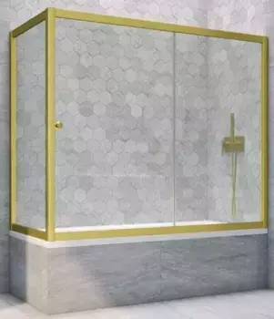 Шторка на ванну стеклянная «Vegas Glass» ZV+ZVF Novo 150/75 Crystal vision/золото матовое универсальная