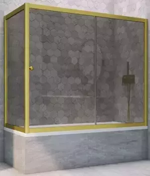 Шторка на ванну стеклянная «Vegas Glass» ZV+ZVF Novo 150/75 графит/золото матовое универсальная