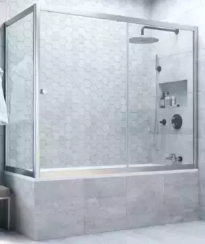 Шторка на ванну стеклянная «Vegas Glass» ZV+ZVF Novo 150/80 Crystal vision/хром матовый универсальная