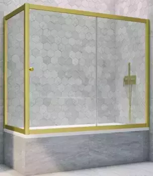 Шторка на ванну стеклянная «Vegas Glass» ZV+ZVF Novo 150/80 Crystal vision/золото матовое универсальная