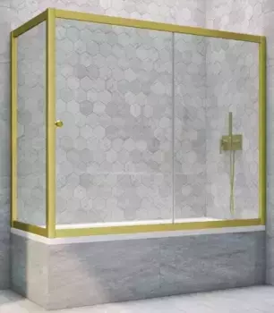 Шторка на ванну стеклянная «Vegas Glass» ZV+ZVF Novo 150/80 прозрачная/золото матовое универсальная