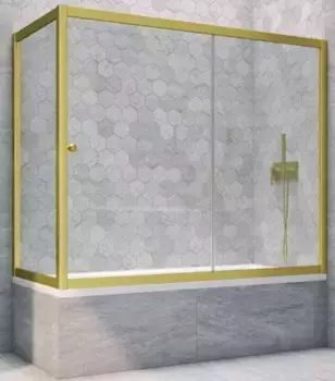 Шторка на ванну стеклянная «Vegas Glass» ZV+ZVF Novo 150/85 Crystal vision/золото матовое универсальная