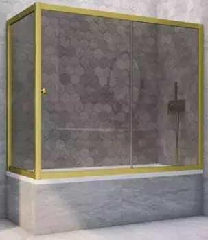Шторка на ванну стеклянная «Vegas Glass» ZV+ZVF Novo 150/85 графит/золото матовое универсальная