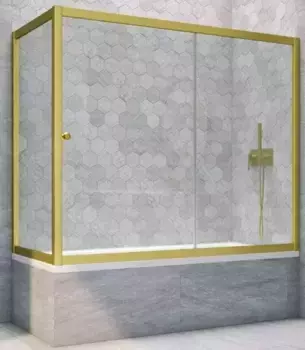 Шторка на ванну стеклянная «Vegas Glass» ZV+ZVF Novo 150/85 прозрачная/золото матовое универсальная