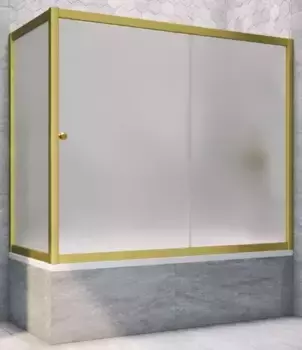 Шторка на ванну стеклянная «Vegas Glass» ZV+ZVF Novo 150/85 сатин/золото матовое универсальная
