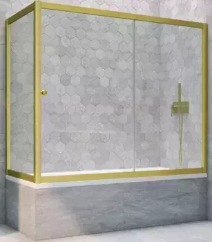 Шторка на ванну стеклянная «Vegas Glass» ZV+ZVF Novo 150/90 Crystal vision/золото матовое универсальная