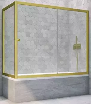 Шторка на ванну стеклянная «Vegas Glass» ZV+ZVF Novo 150/90 прозрачная/золото матовое универсальная
