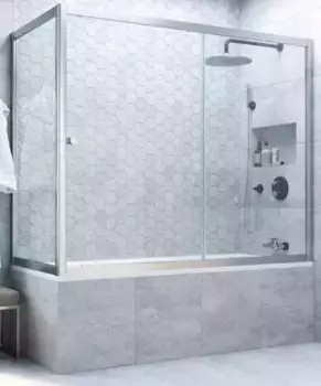 Шторка на ванну стеклянная «Vegas Glass» ZV+ZVF Novo 160/70 Crystal vision/хром матовый универсальная