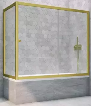 Шторка на ванну стеклянная «Vegas Glass» ZV+ZVF Novo 160/70 Crystal vision/золото матовое универсальная