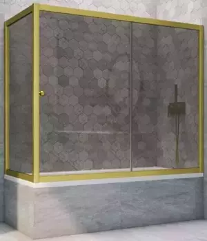Шторка на ванну стеклянная «Vegas Glass» ZV+ZVF Novo 160/70 графит/золото матовое универсальная