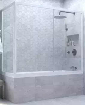 Шторка на ванну стеклянная «Vegas Glass» ZV+ZVF Novo 160/75 Crystal vision/белая универсальная