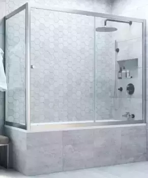 Шторка на ванну стеклянная «Vegas Glass» ZV+ZVF Novo 160/75 Crystal vision/хром матовый универсальная