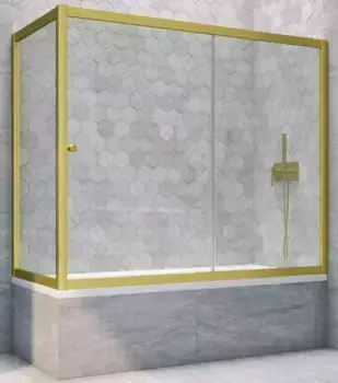 Шторка на ванну стеклянная «Vegas Glass» ZV+ZVF Novo 160/75 Crystal vision/золото матовое универсальная