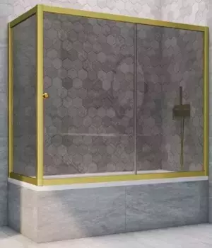 Шторка на ванну стеклянная «Vegas Glass» ZV+ZVF Novo 160/75 графит/золото матовое универсальная