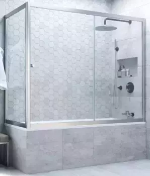 Шторка на ванну стеклянная «Vegas Glass» ZV+ZVF Novo 160/80 Crystal vision/хром матовый универсальная