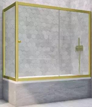 Шторка на ванну стеклянная «Vegas Glass» ZV+ZVF Novo 160/80 Crystal vision/золото матовое универсальная