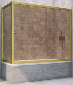 Шторка на ванну стеклянная «Vegas Glass» ZV+ZVF Novo 160/85 бронза/золото матовое универсальная