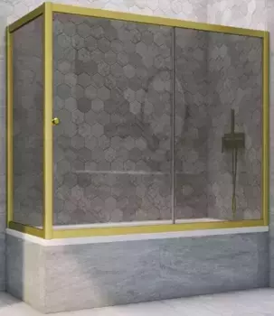 Шторка на ванну стеклянная «Vegas Glass» ZV+ZVF Novo 160/85 графит/золото матовое универсальная