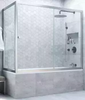 Шторка на ванну стеклянная «Vegas Glass» ZV+ZVF Novo 160/90 Crystal vision/хром матовый универсальная