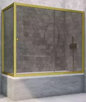 Шторка на ванну стеклянная «Vegas Glass» ZV+ZVF Novo 160/90 графит/золото матовое универсальная