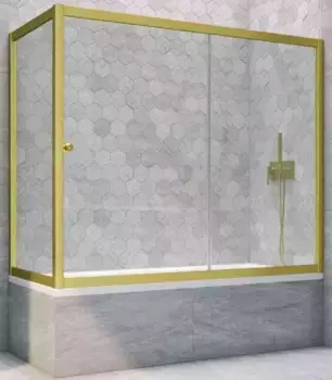 Шторка на ванну стеклянная «Vegas Glass» ZV+ZVF Novo 160/90 прозрачная/золото матовое универсальная