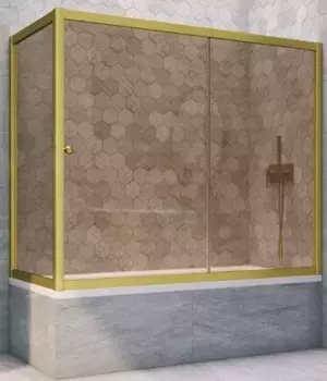 Шторка на ванну стеклянная «Vegas Glass» ZV+ZVF Novo 170/70 бронза/золото матовое универсальная