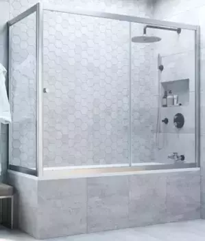 Шторка на ванну стеклянная «Vegas Glass» ZV+ZVF Novo 170/70 Crystal vision/хром матовый универсальная