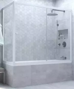Шторка на ванну стеклянная «Vegas Glass» ZV+ZVF Novo 170/75 Crystal vision/белая универсальная