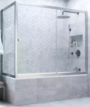 Шторка на ванну стеклянная «Vegas Glass» ZV+ZVF Novo 170/75 Crystal vision/хром матовый универсальная